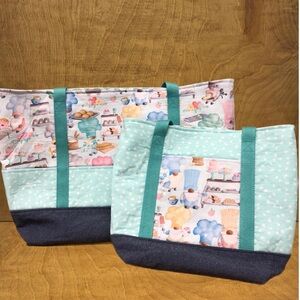 LG Chef Gnome Tote Bag Pockets Handmade Cotton Canvas Reusable Patisserie Gift